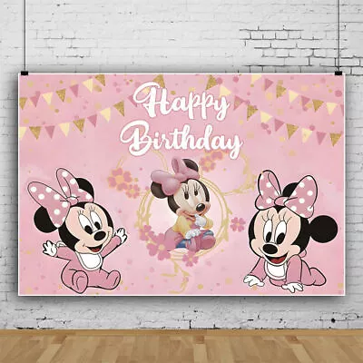 Minnie Mouse Backdrop Baby Girls Birthday Party Banner Photo Background Decor • $19.78