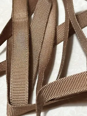 Vintage Rayon Cotton Light Brown Grosgrain 5/8  Ribbon Trim By The Yard • $4.99