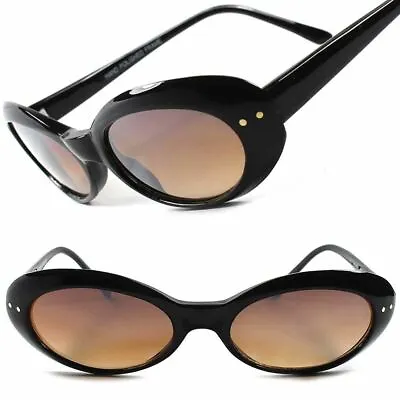 Genuine Vintage 60s 70s Rockabilly Black Brown Lens Womens Cat Eye Sunglasses • $25.46