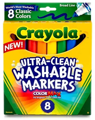 Crayola Ultra-Clean Washable Markers 8 Assorted Colours • £4.99