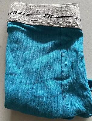 Vintage Mens FTL Ribbed Turquoise Blue Cotton Briefs.  Size XL (40-42). NOOP • $26.99