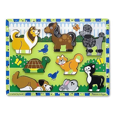 Melissa & Doug Pets Wooden Chunky Puzzle- Dogs Cats Kids Learning Toy Gift • $11.98