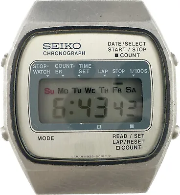 Vintage Seiko Men's Digital LCD Chronograph Wristwatch M929-5019 Japan Steel • $55