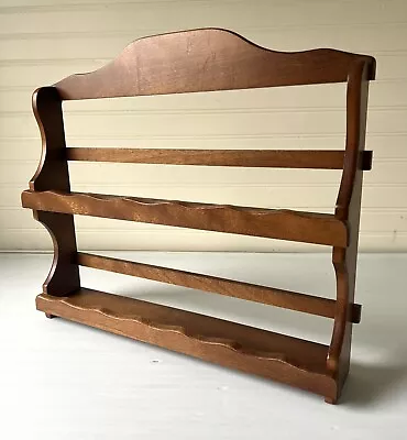 Vintage Wall Hanging Wooden Shelf 2 Tier Spice Rack Maple Organizer Display Jars • $22