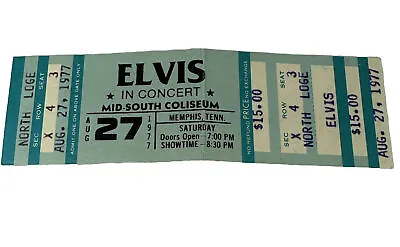 ELVIS PRESLEY  Ticket Memphis Coliseum 27 Aug 1977 Post Death Original Not Copy • $249.95