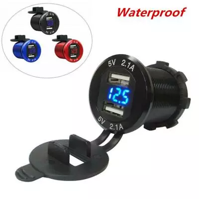 Dual USB Fast Charging Car Cigarette Lighter Charger W/ LED Voltmeter Waterproof • $16.99