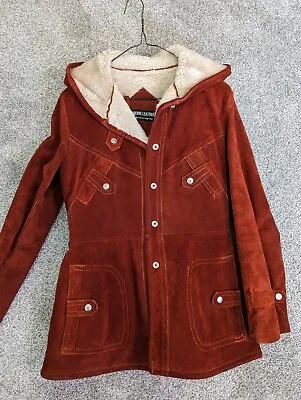 Vintage Women's Leather Jacket Red With Belt Small • $39