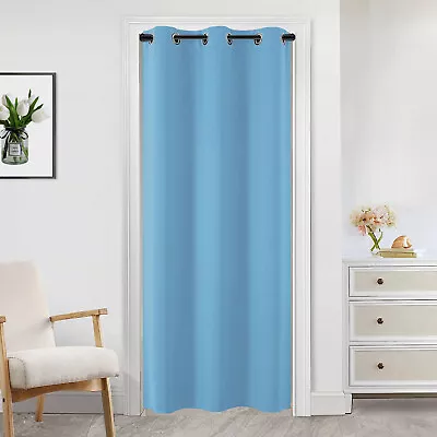 Blackout Door Curtain Eyelet Closet Thermal Insulated Drapes Privacy Home Panel • £16.67