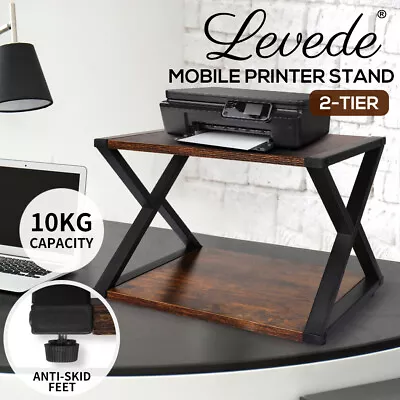 $55.99 • Buy Levede Printer Stand 2 Tiers Wooden Metal Desk Office Organizer Storage Shelf