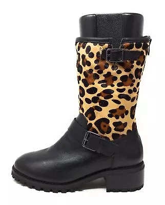 Miz Mooz Womens Nugget Zip Up Mid Calf Boots Black Leopard Size 39 EU / 8.5-9 US • $55