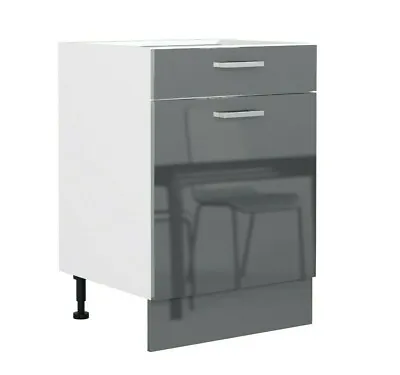 £149.95 • Buy Grey Gloss Kitchen Unit Base Cabinet Cupboard 600 60 Soft Close Door Drawer Luxe