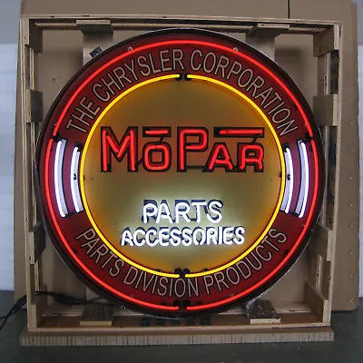 Mopar Circle Parts Accessories The Chrysler Corporation Beer Neon Sign 36  X 36  • $1349.99