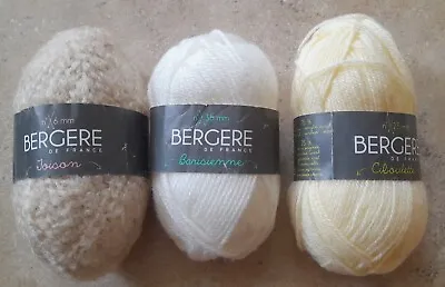 £2.99 • Buy BERGERE DE FRANCE X 3 25g Balls Of Wool / Yarn  SABLIER  MELISSSE  PAILLE    NEW
