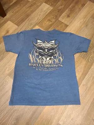 Harley Davidson Blue Large Motorcycles T Shirt VooDoo New Orleans Louisiana. • $17.97