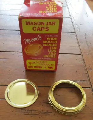 Vintage Mom's Mason Jar Caps Lids W/ Bands 13 Wide Mouth NOS • $9.99