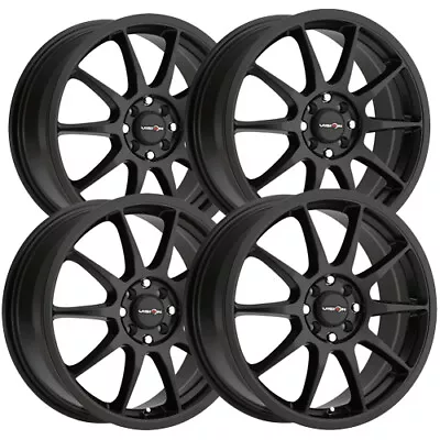 (4) Vision 425 Bane 15x6.5 4x100/4x108 +38mm Matte Black Wheels Rims 15  Inch • $495.96