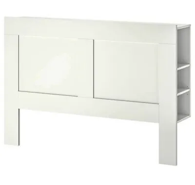 IKEA Brimnes Headboard King Size White Storage Shelves In Both Sides • £55