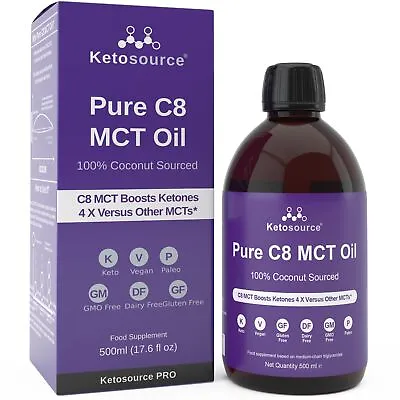 Ketosource Pure C8 MCT Oil | Boosts Ketones 4X 100% Coconut Sourced AU Grass-Fed • £28.58
