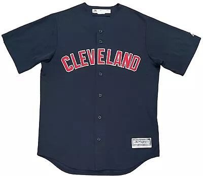 Cleveland Indians Majestic Cool Base Navy Jersey Size Medium Baseball MLB • $27