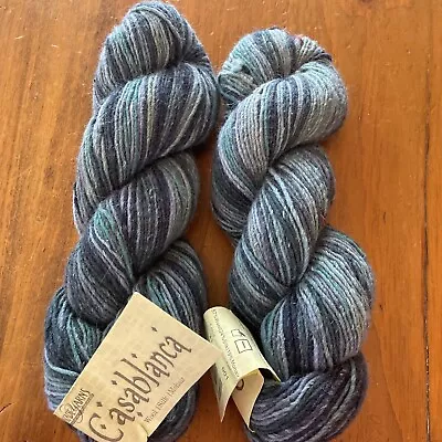 CASCADE CASABLANCA ARAN YARN- Blues #21 - Wool Silk Mohair 2 Hanks • $20