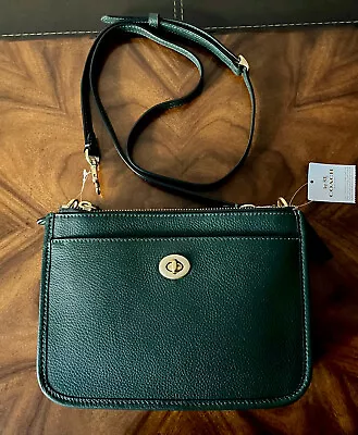 Sold Out NWT Coach Amazon Pebble Leather 3-Compartments SLIM TURNLOCK CROSSBODY • $340.21