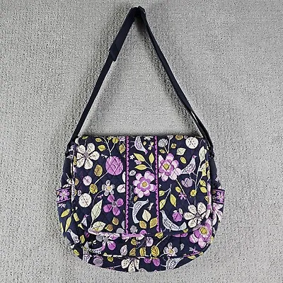 Vera Bradley Floral Nightingale Messenger Bag/Crossbody Purple Medium  • $24.99