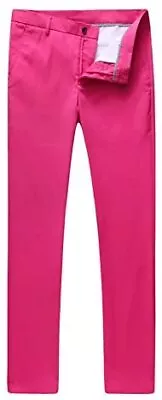 MOGU Mens Slim Fit Front Flat Casual Pants Pink Size 32 • $16.12