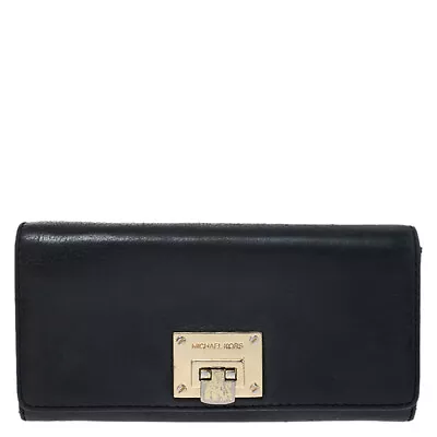 Michael Kors Black Leather Flap Continental Wallet • $115.50