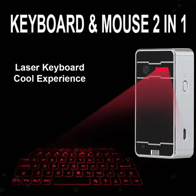 Mini Virtual Laser Projection Bluetooth Wireless Keyboard Audio Broadcast Silver • £33.97