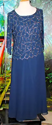 Beaded Cocktail  Dress Navy 24w Plus  (mother Of Bride) • $27.99