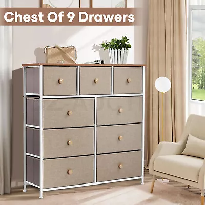 Chest Of 9 Drawers Dresser Tallboy Storage Unit Cabinet TV Entertainment Stand • $129.95