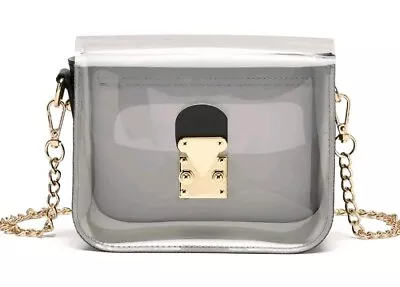 Women's Stadium Approved Clear Purse Bag See Through Clear Gold Chain Accents  • $23.61