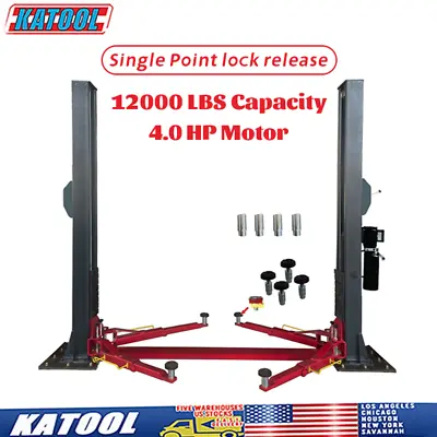 Katool  12000 Lbs Two Post Auto Lift  4HP  Single Lock Release  2-Post Car Lift • $2999