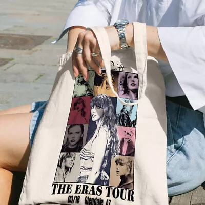 The Eras Tour Taylor Swiftie Canvas Reusable Stylish Tote Shopping Bag Gift • $16.59