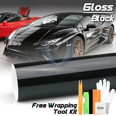 Gloss Glossy Black Car Vinyl Wrap Sticker Decal Film Air Release Bubble Free • $8.88