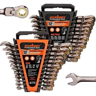 New HORUSDY 24-Piece Flex-Head Ratcheting Wrench Set Set | Metric And SAE • $91