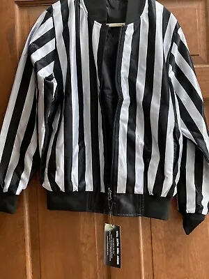 Smitty Referee Jacket Black +White Striped Reversible To Black NWT Men M Women L • $30