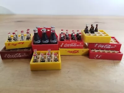 Vintage Miniature Mini Bottles In Yellow And Red Crates Coca Cola Coke Lot • $30