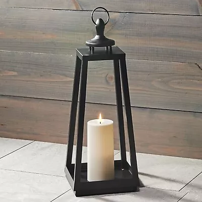 Black Lantern With Flameless Candle - 16 Inch Metal Frame Battery Powered ... • $92.19