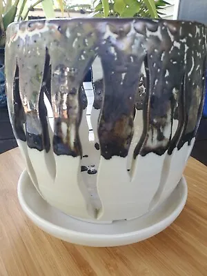 Ceramic Artisan Handmade Orchid Pot With Saucer Planter Lead Free Glaze • £97.48