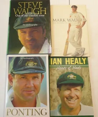 $99.99 • Buy Australian Cricket LEGENDS SIGNED BOOK LOT (4) Waugh Ponting Healy Autographed