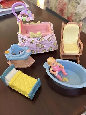 $22.99 • Buy 2007 Mattel Fisher Price Loving Family Doll House Nursery Set W/Baby Girl