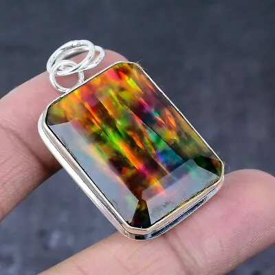 Natural Ammolite Gemstone Handmade 925 Sterling Silver Gift Pendant 1.97  P777 • $13.99