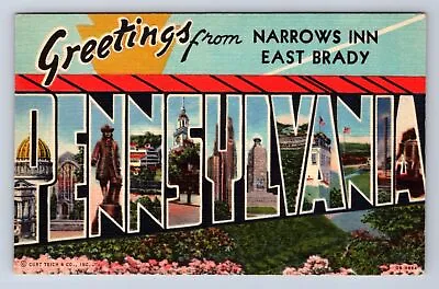 Greetings From Pennsylvania Narrows Inn East Brady Big Letter Postcard Cb • $3.99