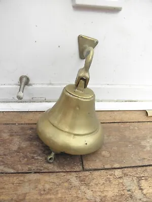 Vintage Last Order Wall Mounted Ship Bell Brass Nautical Bracket Pub Door School • £39