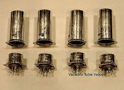 FOUR BELTON BRAND 9 Pin Tube Sockets WITH SHIELD TOP MOUNT VT9-ST-C  4 PCS • $21.95