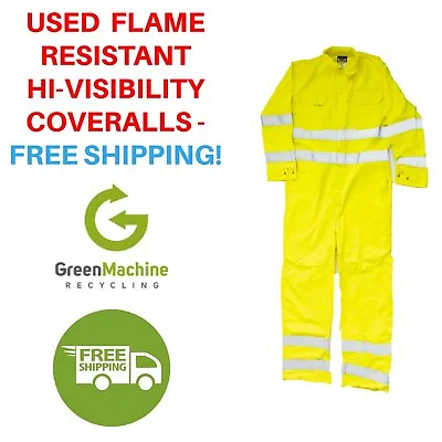 Flame Resistant Hi-Visibility Used Coveralls Cintas Redkap Unifirst G&K YELLOW • $40.95