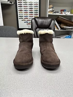 Michael Kors Brown Suede Leather Winter Ankle Boots With Sheep Fur Lining Size 9 • $35.99