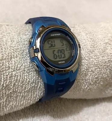 Marathon By Timex Ladies Watch New Battery Indiglo Backlight WR50M Day/Date Blue • $14.95