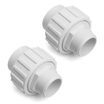 Pool Pump Fittings 1-1/2 Inch PVC MPT X Slip Socket Flush Union (2-Pack) • $16.64